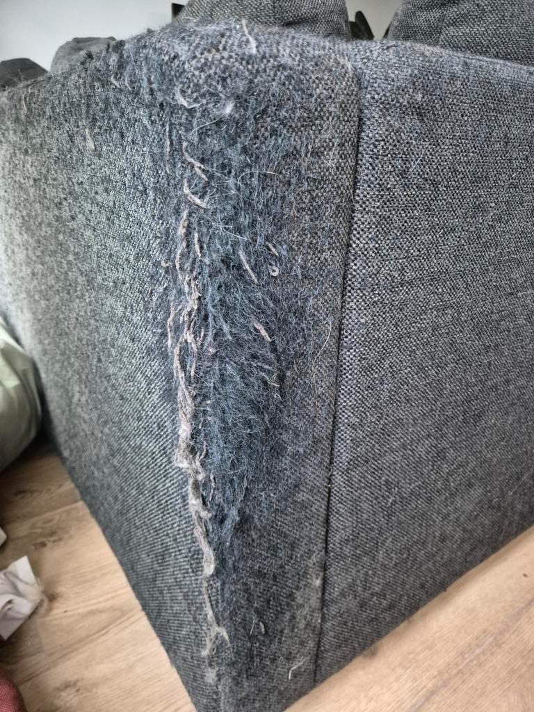 Grote comfortable hoekbank - donkergrijs met gebruikssporen