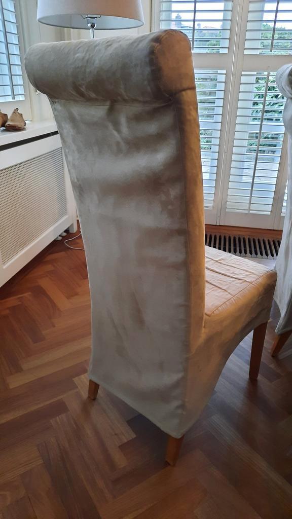 6 eetkamerstoelen, stof, beige, gratis af te halen
