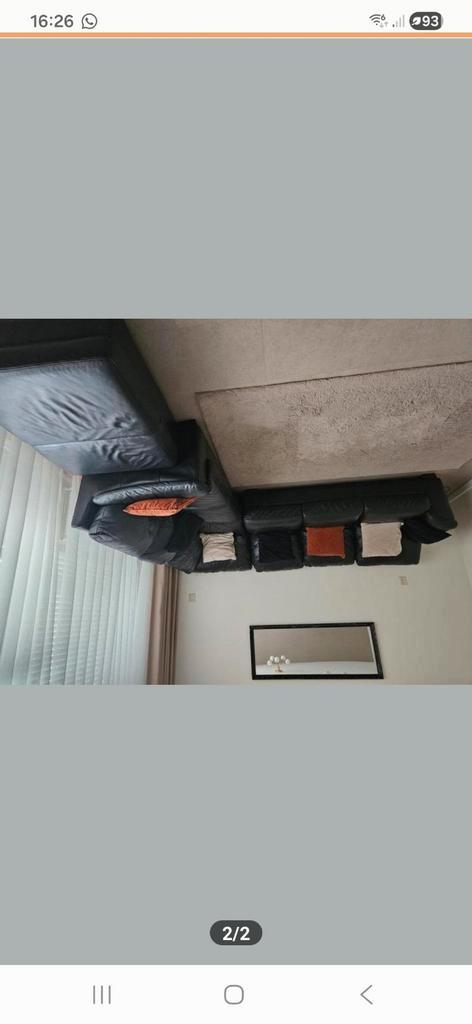 Lederen hoekbank - Zwart