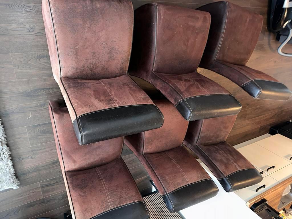 Gratis op te halen | 5 suede/leren stoelen | Vlaardingen