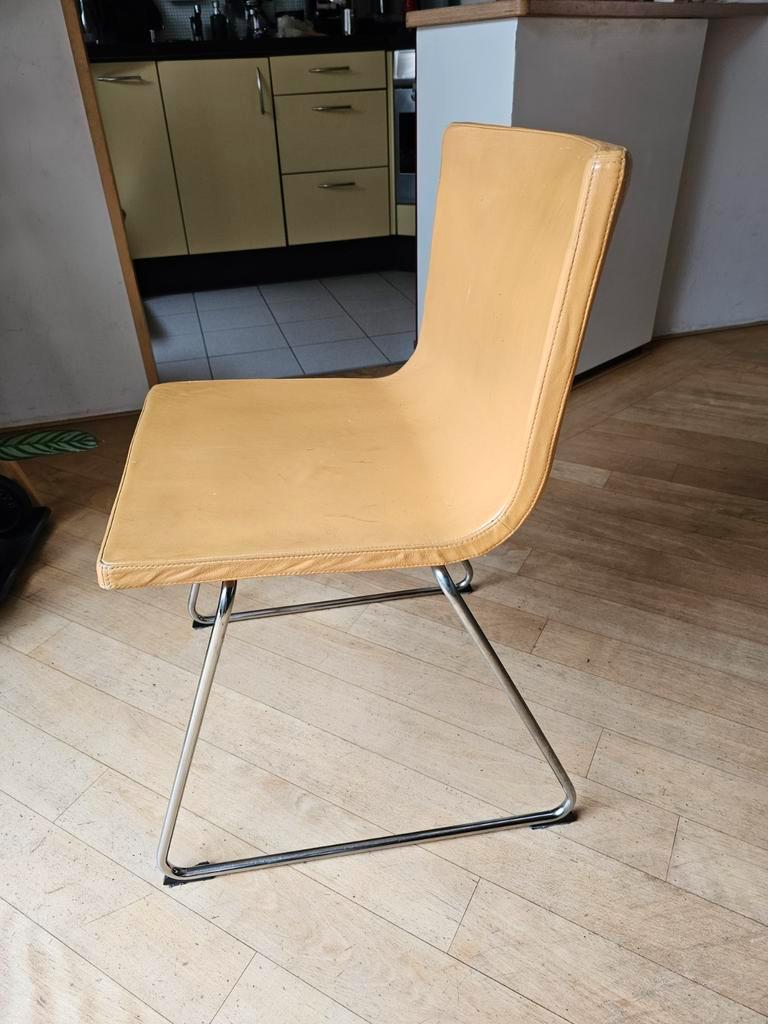 6 IKEA Bernard lederen eetkamerstoelen - Wit & Oranje
