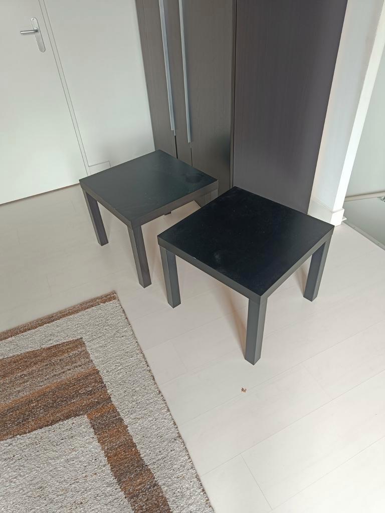2 Zwarte Houten Bijzettafels 55x55cm