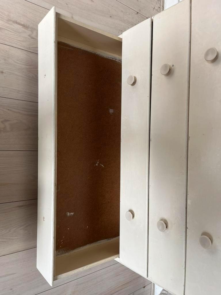 white wood drawers