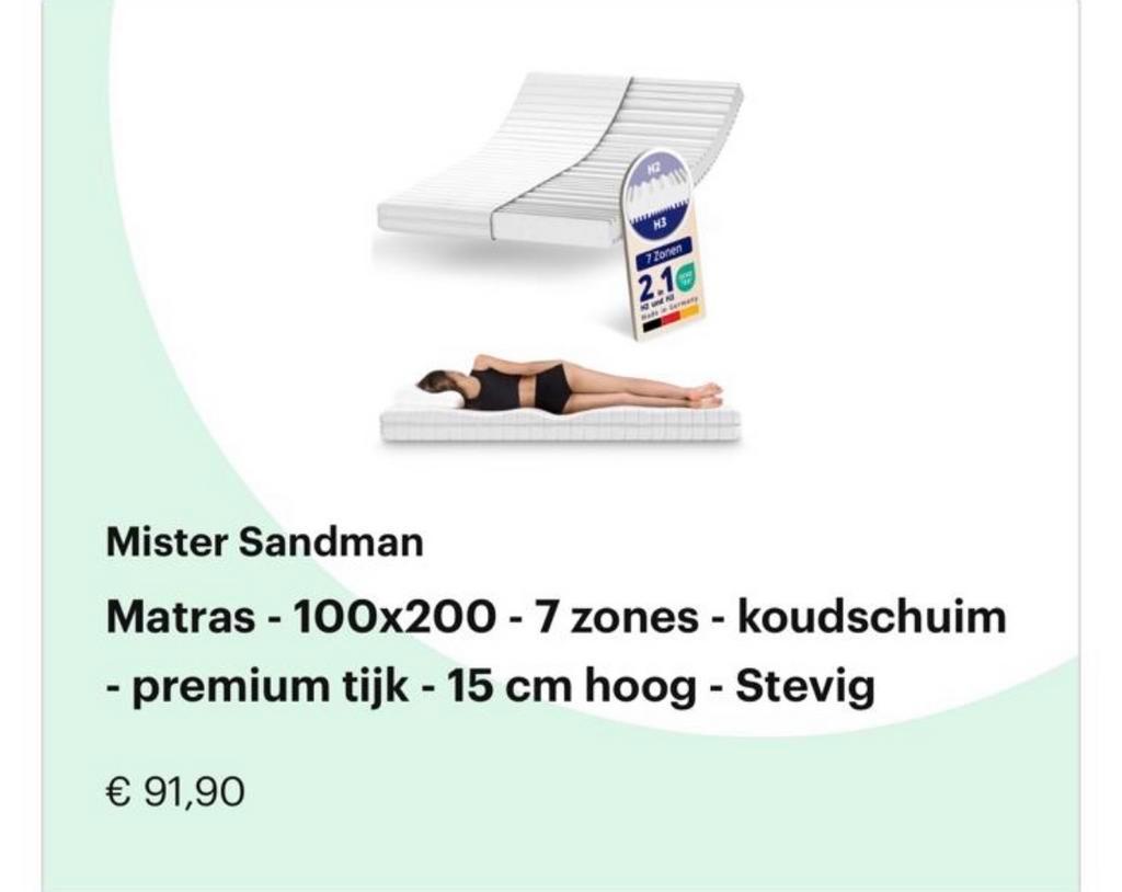 Matras 100x200 Koudschuim 7 zones + Topper