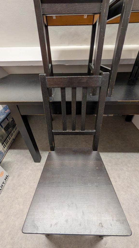 Ikea eettafel + 4 stoelen - massief hout - opknapper