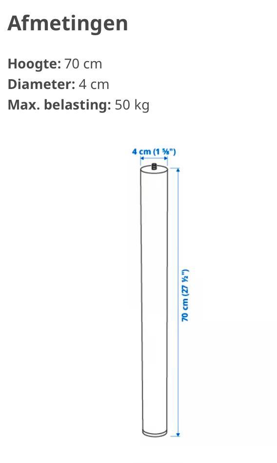 Tafelpoten Adils IKEA grijs en wit