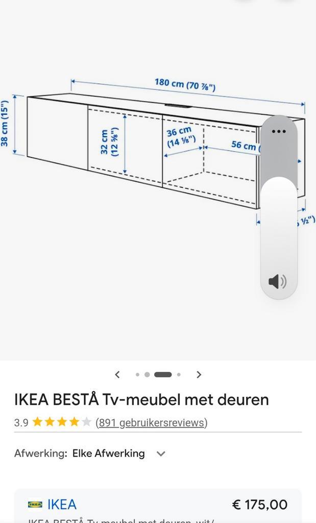 Ikea Besta tv-meubel lichtgrijs/wit