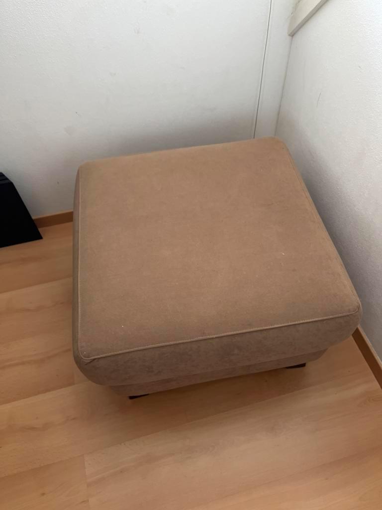 Crème bruine voetenbank / hocker - 60x60 cm