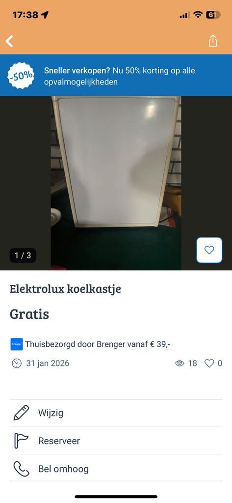 Elektrolux koelkastje gratis