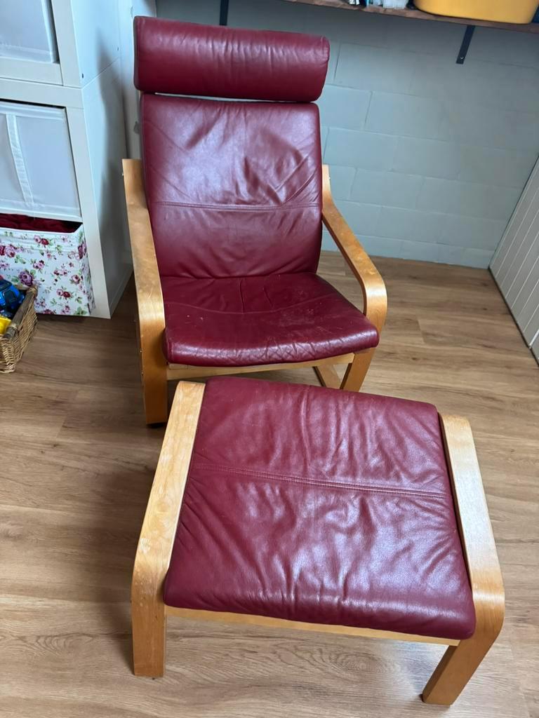 Gratis ophalen leer stoel met voet bankje