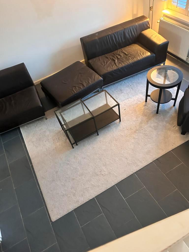 Zwart lederen bankstel