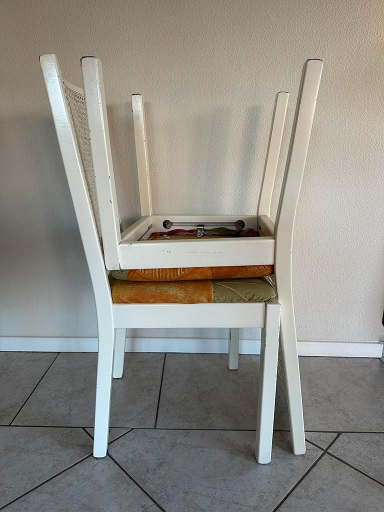 eettafelstoelen eetstoelen 6x wit hout zit H45xD37xB44 stof