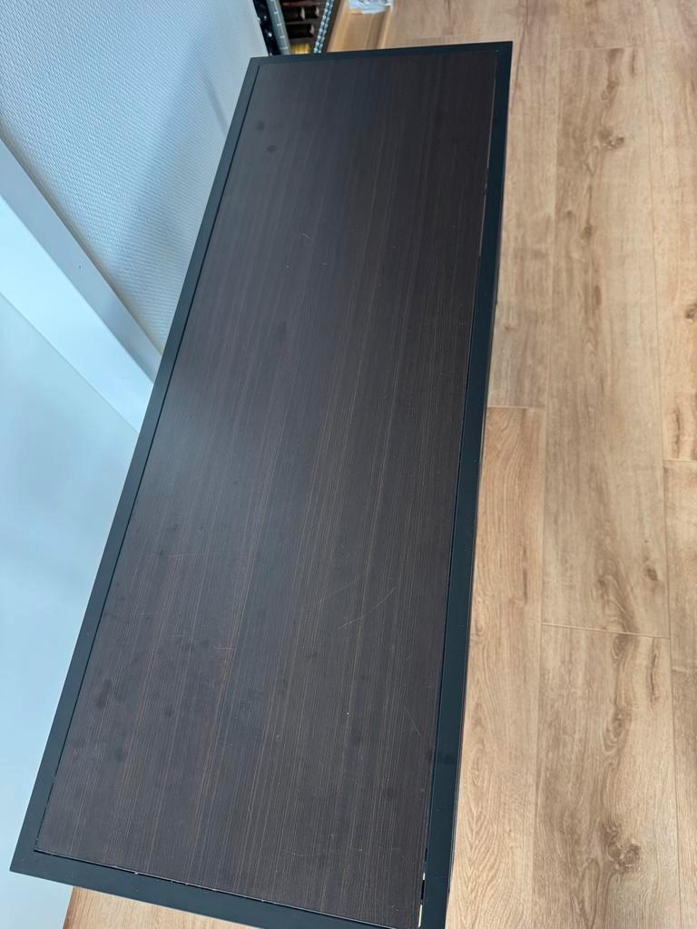 Stijlvol TV Meubel - Zwart Metaal & Glas