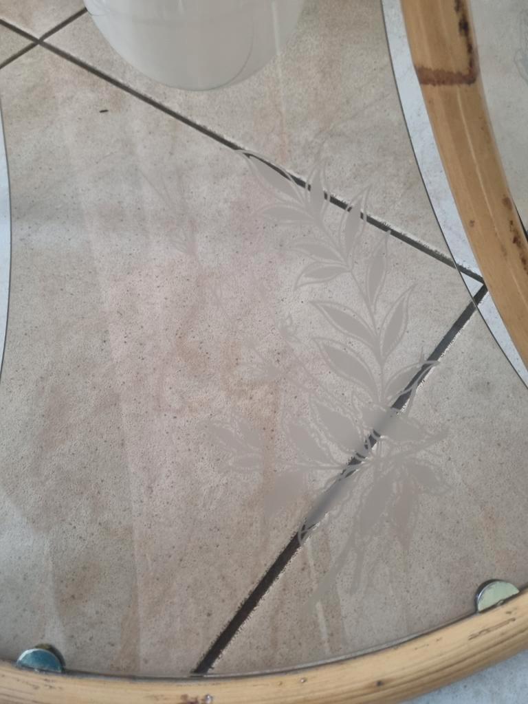 Vintage Bamboe Lamp met Glazen Elementen