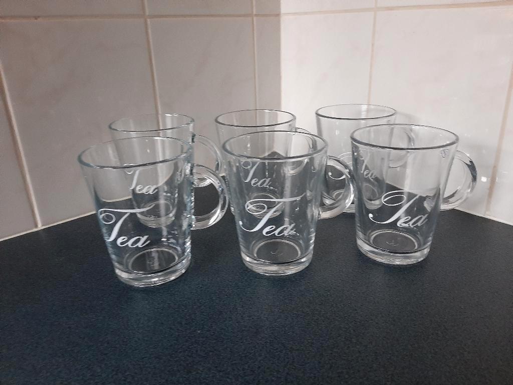 Theeglazen met tekst Tea, set van 6