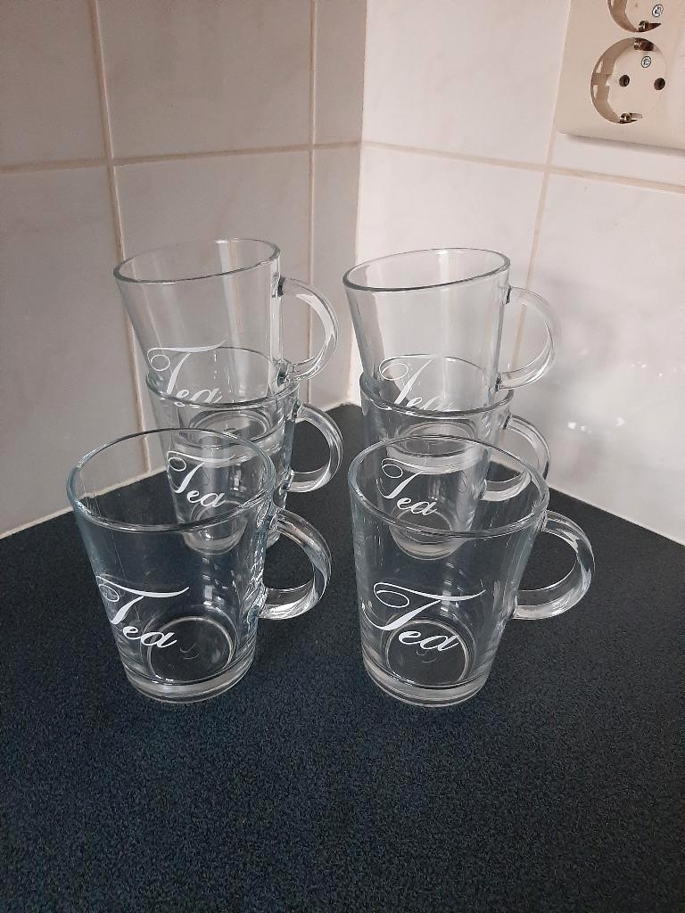 Theeglazen met tekst Tea, set van 8