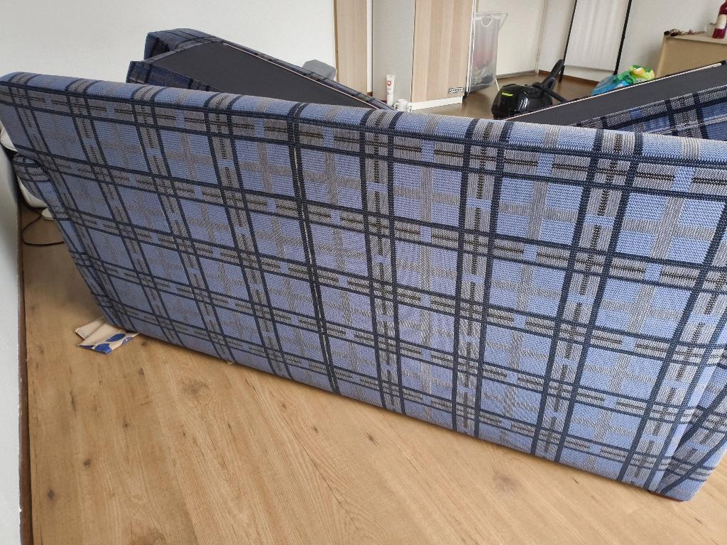 Geruite stoffen tweezits bank donkerblauw