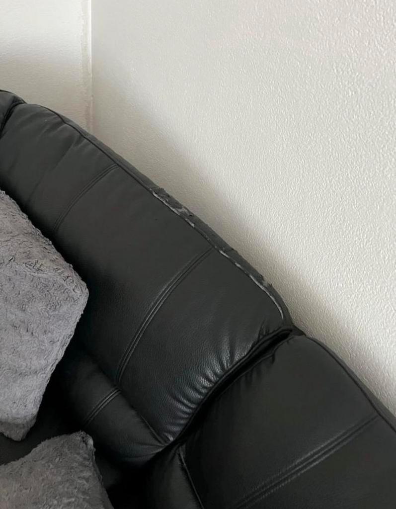 GRATIS Hoekbank + 1zitsbank zwart imitatieleer (Beschadigd)