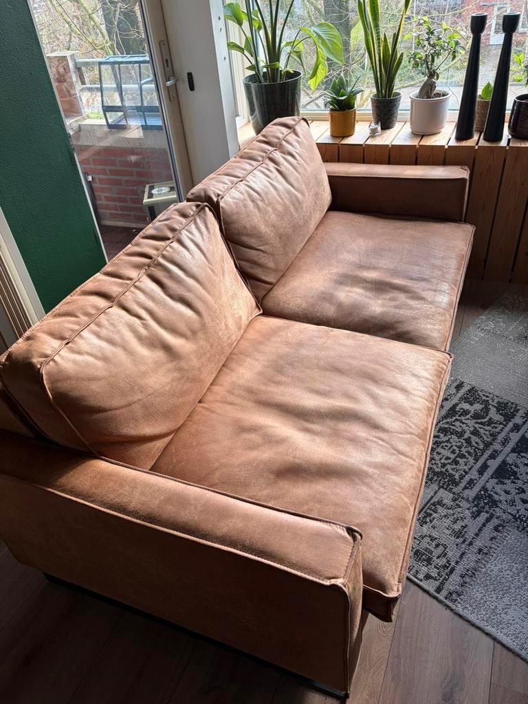 Cognac zitkamerset met stalen frame