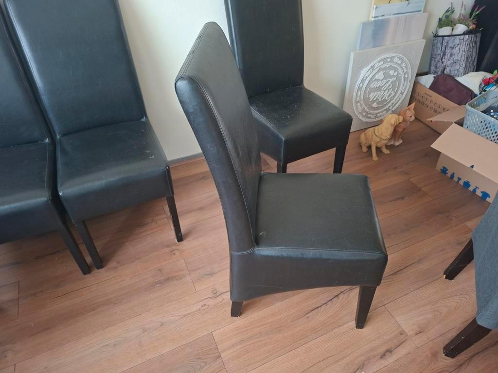 4 zwarte nepleer eetkamer stoelen