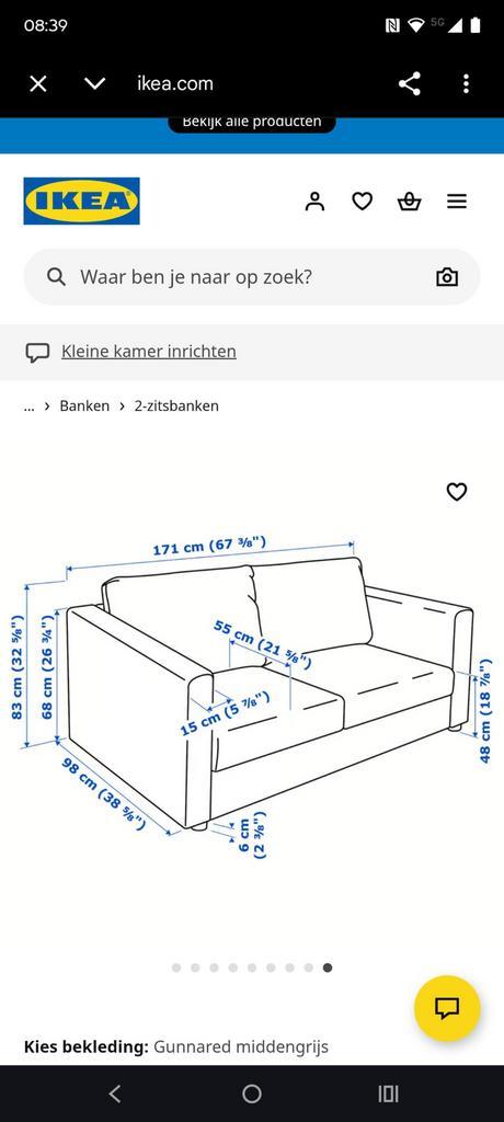 Bank van Ikea Vimle grijs