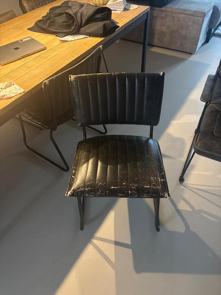 6 donker grijze eetkamer stoelen