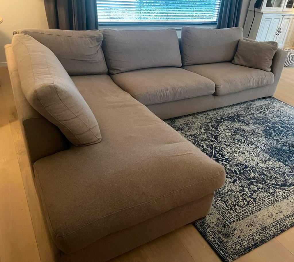 Beige 3,5 persoons hoekbank - Gratis
