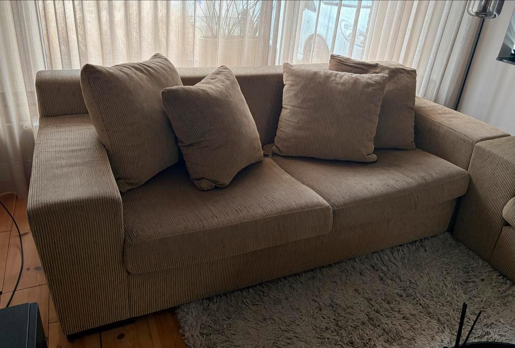 2x Bruine Ribstof Bank - Gratis Afhalen!