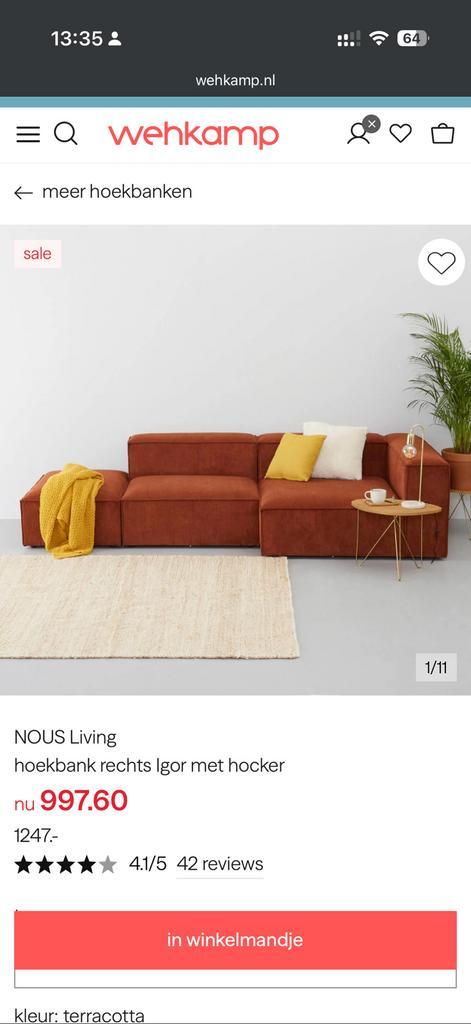 GRATIS: Hoekbank met poef