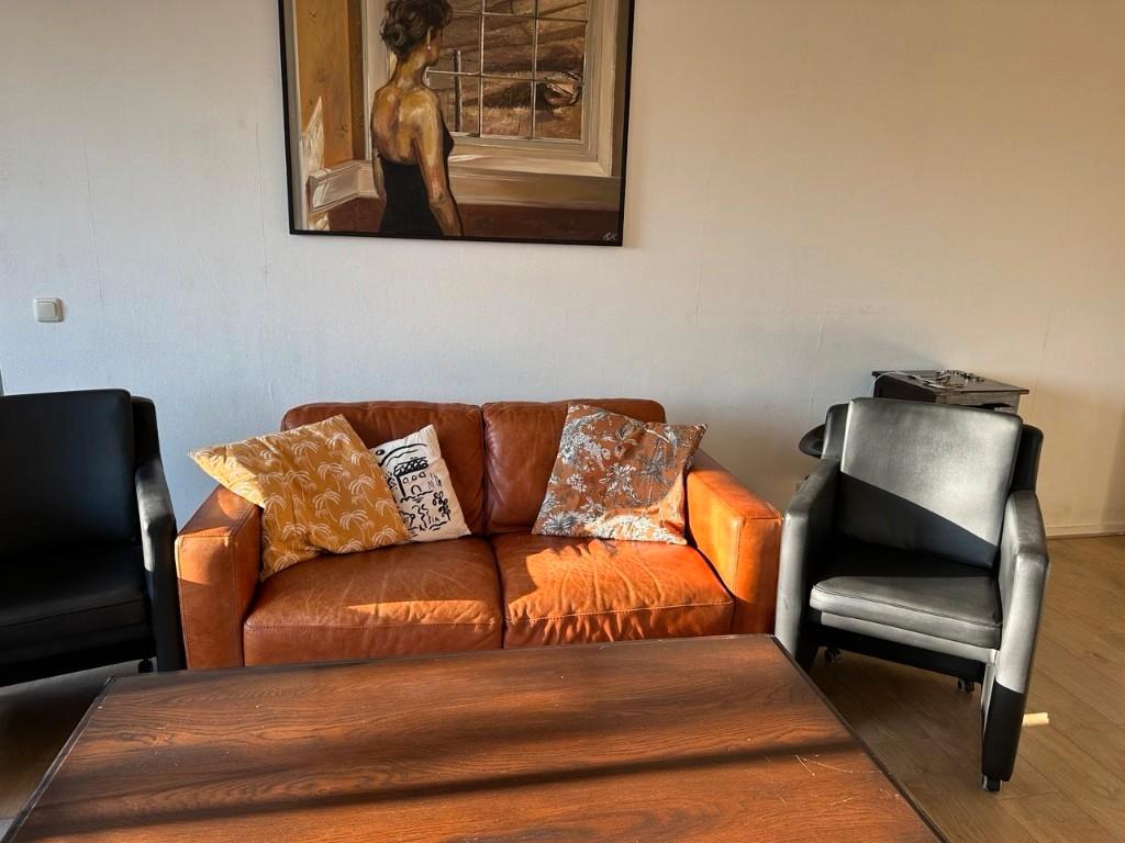 Gratis 2-zits leren bank in goede staat – zelf ophalen