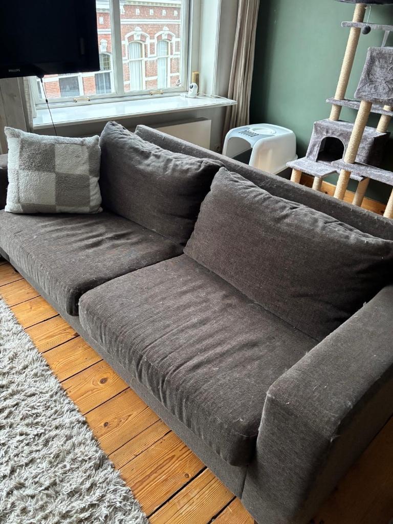 Bank, bruine stof, 2 zits