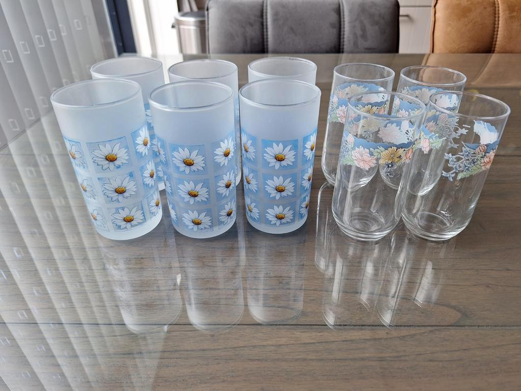 Glazen set van 10 - Bloemen motief