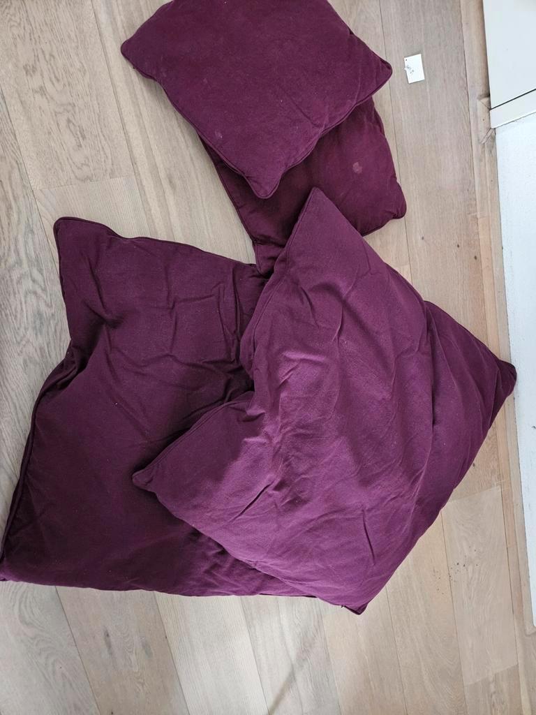 Paarse, bordeau rode kussens