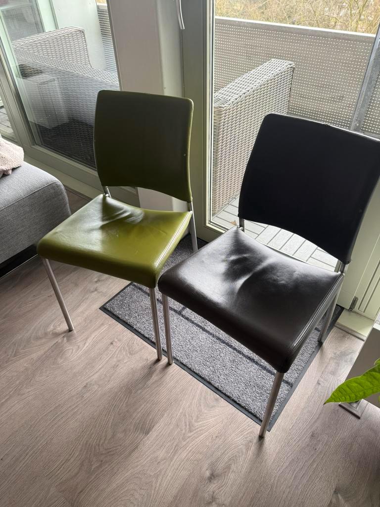6 eetkamer stoelen groen/grijs