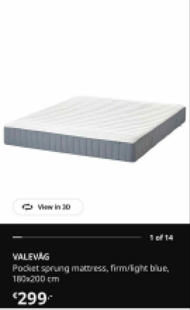 IKEA VALEVÅG Matras 180x200 - Nieuwstaat!