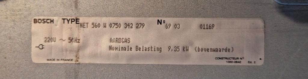 Inbouw kookplaat gas Bosch