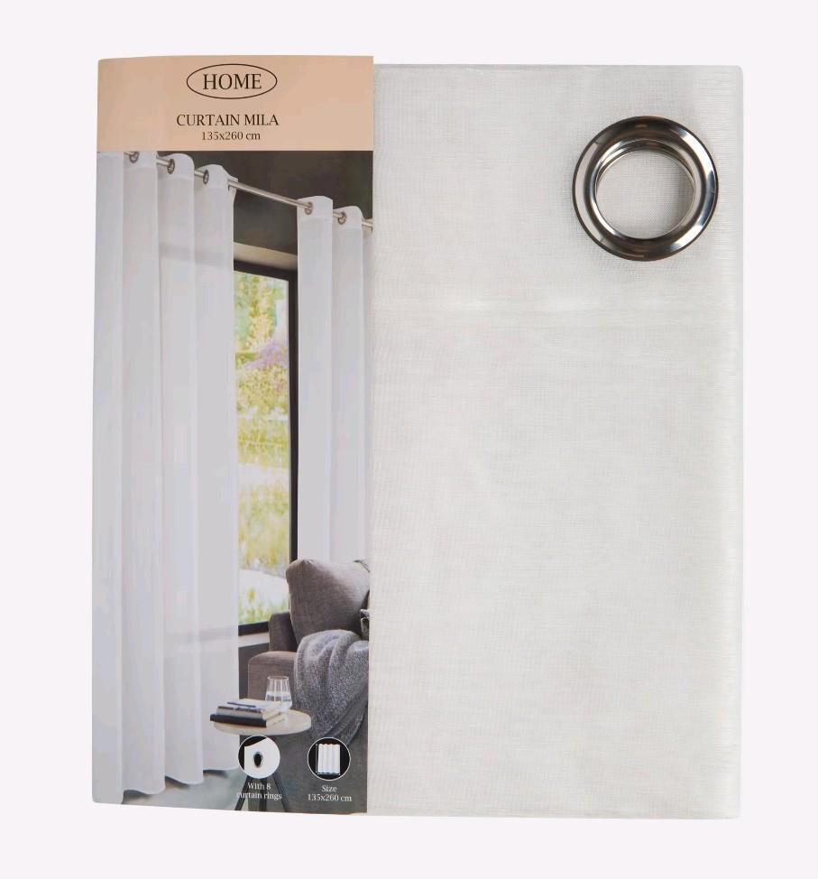 (Sier)gordijnen | 3 stuks | 135 x 260 | Wit | Ringen