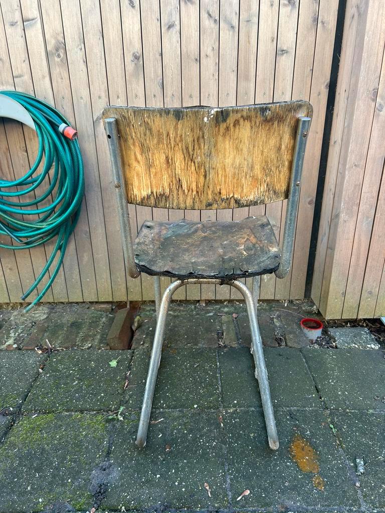 Hout & RVS stoel