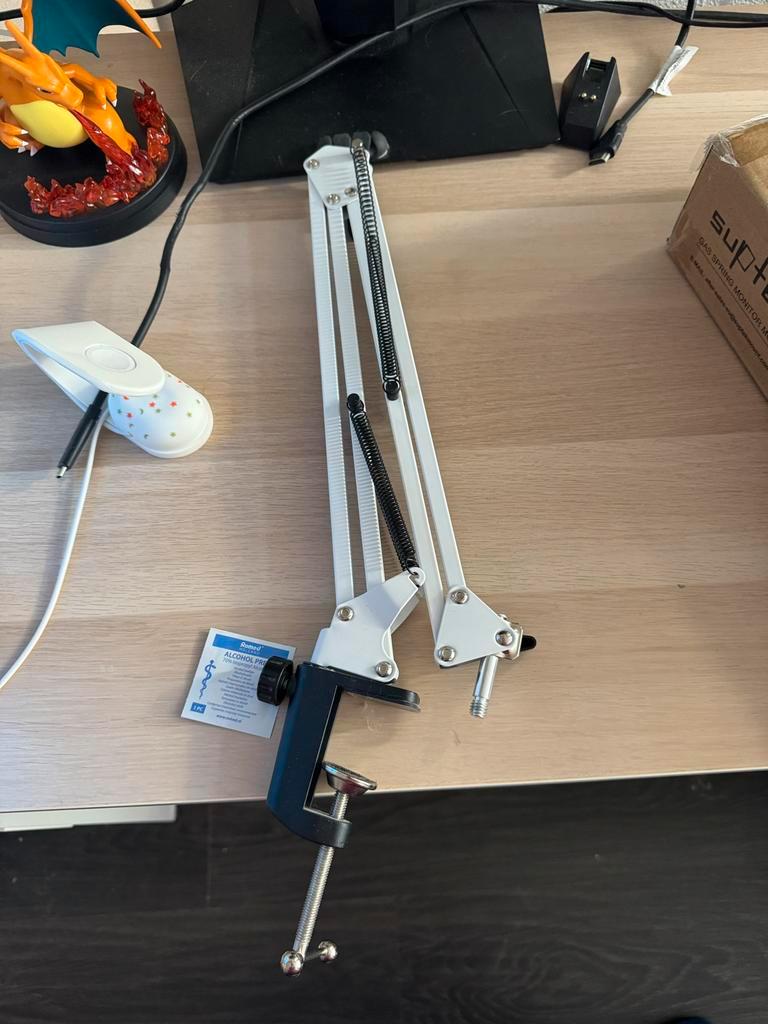 Witte Microfoon Boom Arm voor Bureau